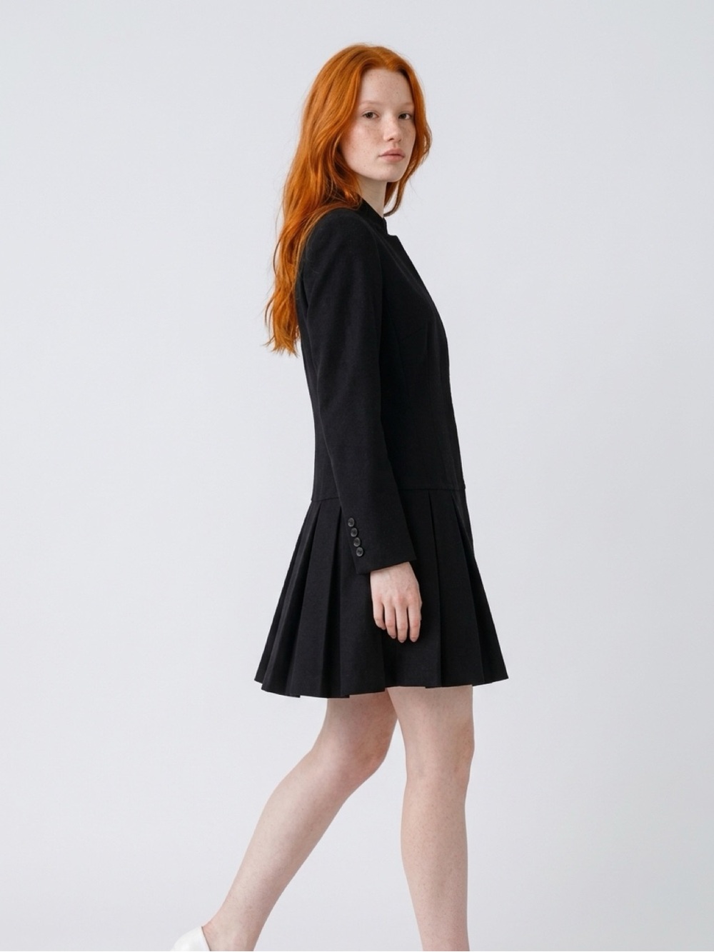 Dkny Black Angora & Wool-Blend Trench Coat. Preloved